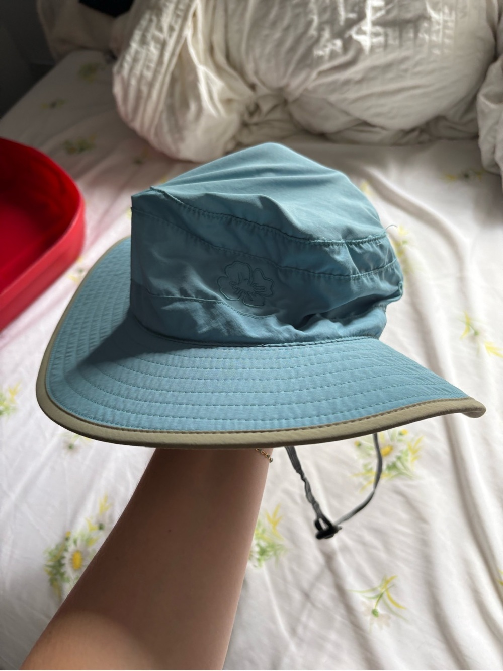 Light Blue Wide-Brim Sun Hat with Chin Cord - Outdoor Cap